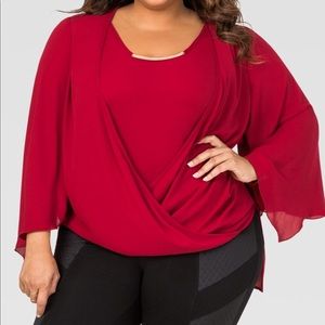 Ashley Stewart DRAPED HARDWARE BLOUSE